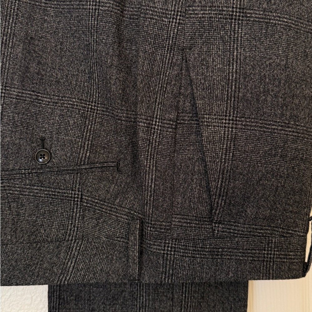 Men's Gray Checkered Wool Dress Pants 33/32
